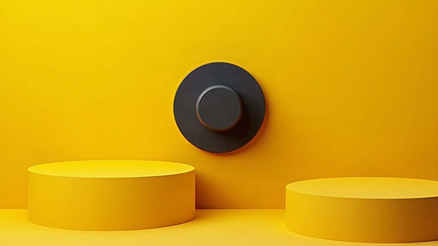 Rangée de boutons de réglage noirs sur un panneau jaune